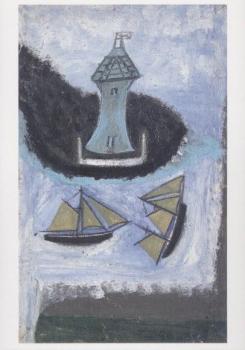 Lighthouse and Two Sailing Ships. Leuchtturm und zwei Segelschiffe, undatiert 