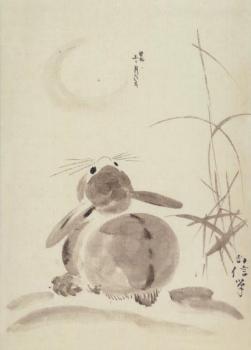 Hase betrachtet den Vollmond, Japan 19. Jahrhundert 